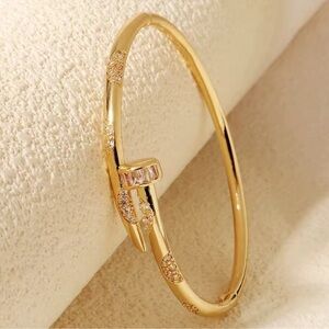 Nail Gold Bangle Bracelet